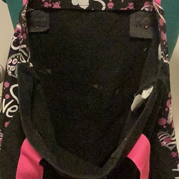 16 by 15 Peace & Love Canvas Tote bag, Black/White striped Canvas bag - Picture 6 of 10